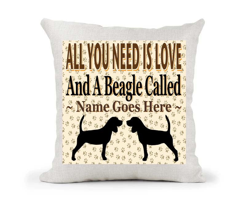 All You Need Is Love And A Beagle Personalised Country Canvas Style Cushion Cover Gift