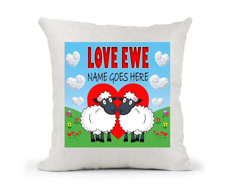 Love Ewe Two Female Sheep Personalised Cute Country Canvas Cushion Cover Gift