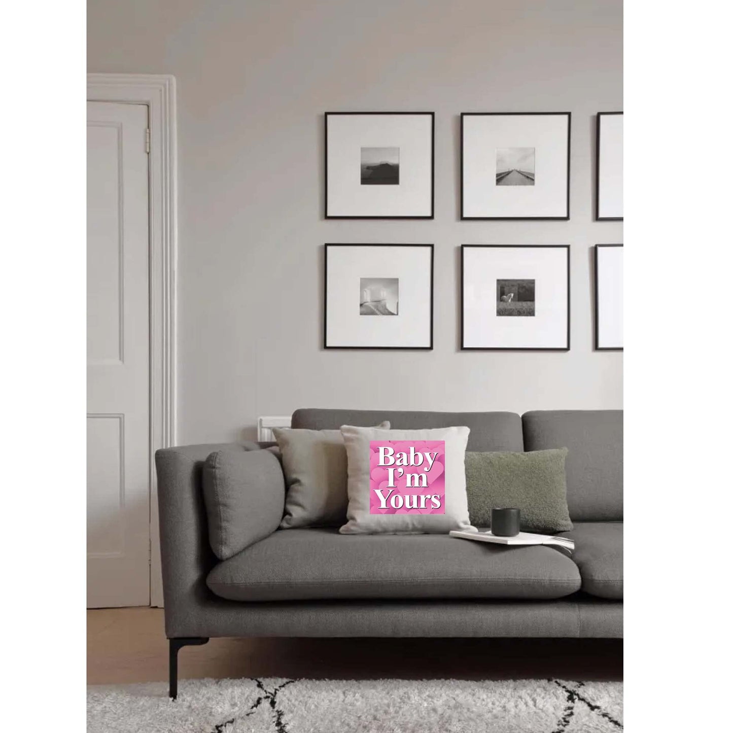 Baby I'm Yours Naturally Woven Linen Style Cushion Cover Pillow Gift