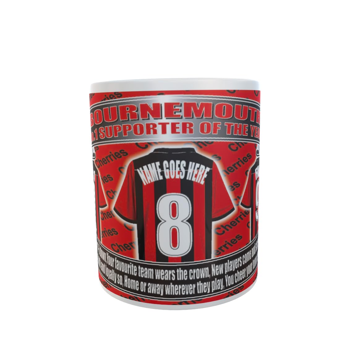 Bournemouth Football Team Shirt Personalised Ceramic Mug Gift