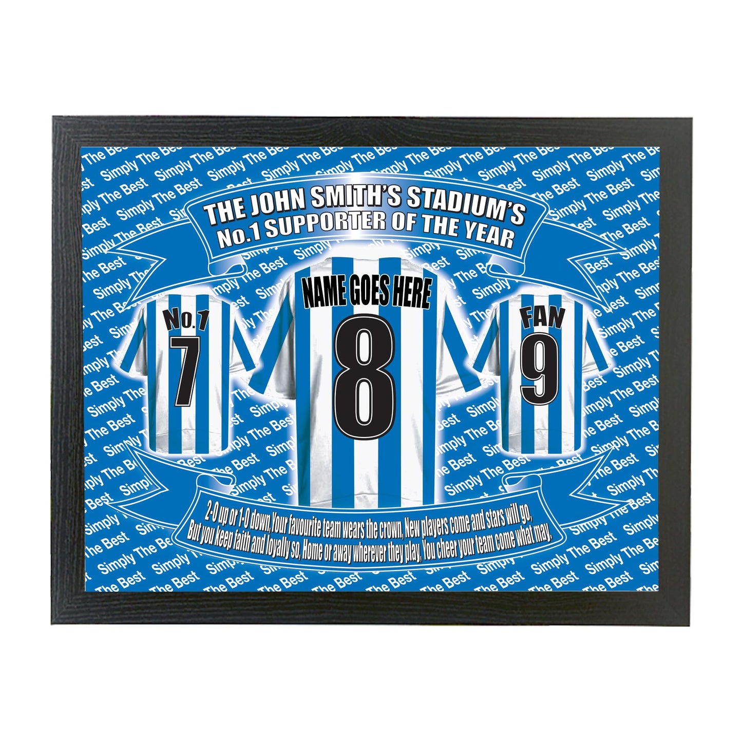 Huddersfield Football Shirt Personalised Picture Gift