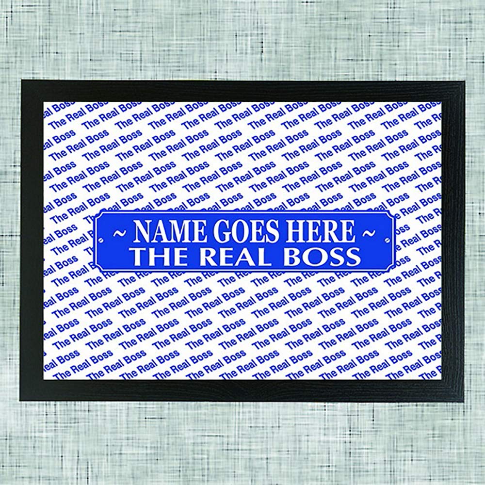 The Real Boss Male Blue Personalised Lap Tray Gift