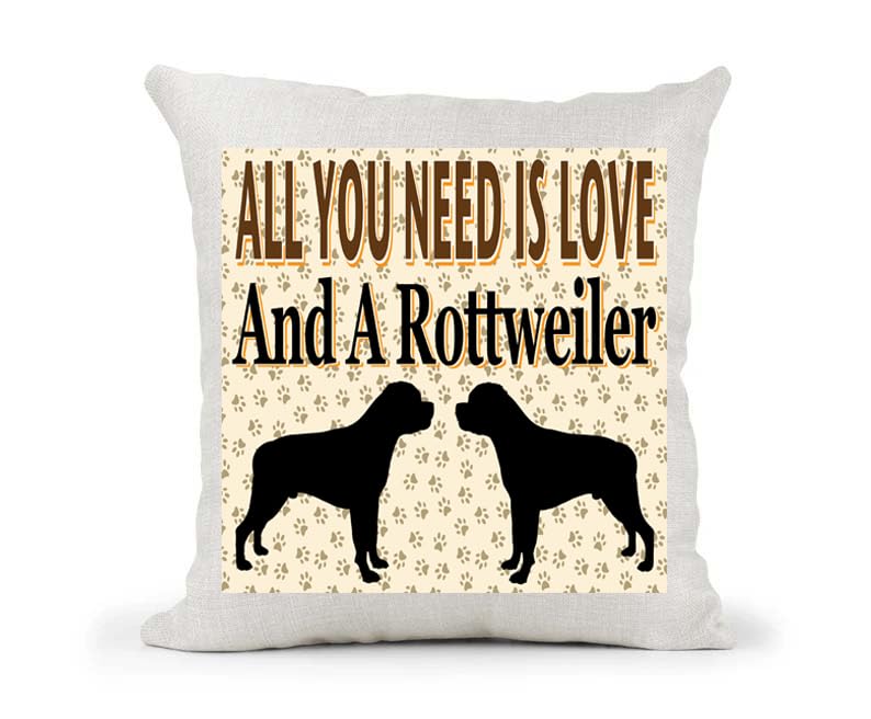 All You Need Is Love And A Rottweiler Country Canvas Style Cushion Cover Gift