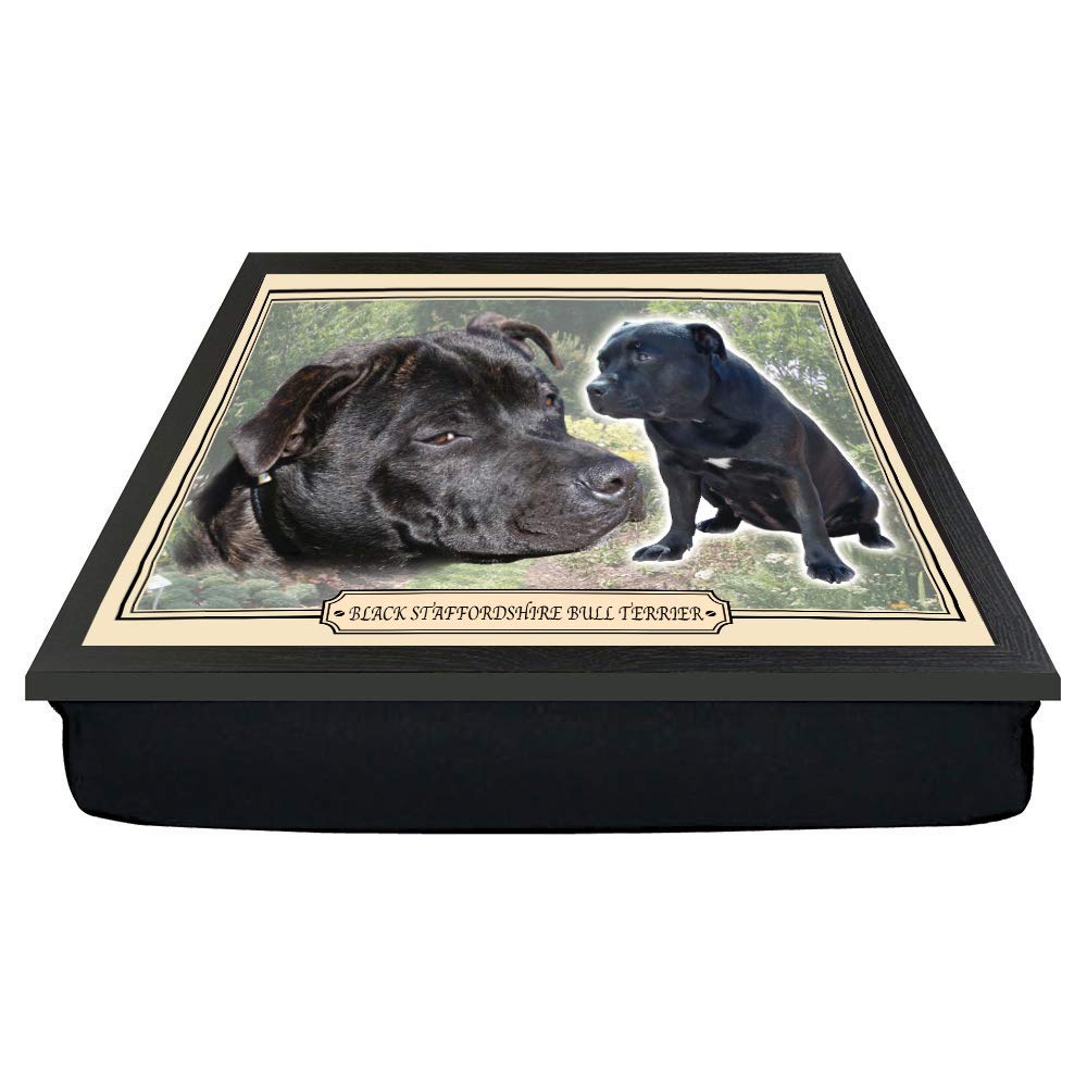 Black Staffordshire Bull Terrier Dog Breed Gift Lap Tray