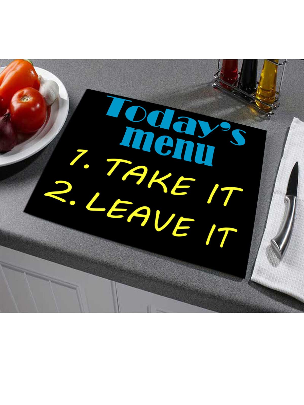Take It Leave It Fun Cooking Toughened Glass Heat Resistant Worktop Saver Cutting and Chopping Board Gift