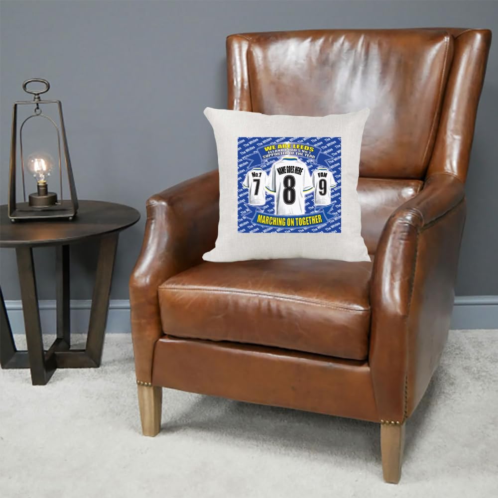 Leeds U Personalised Football Cushion Cover Gift