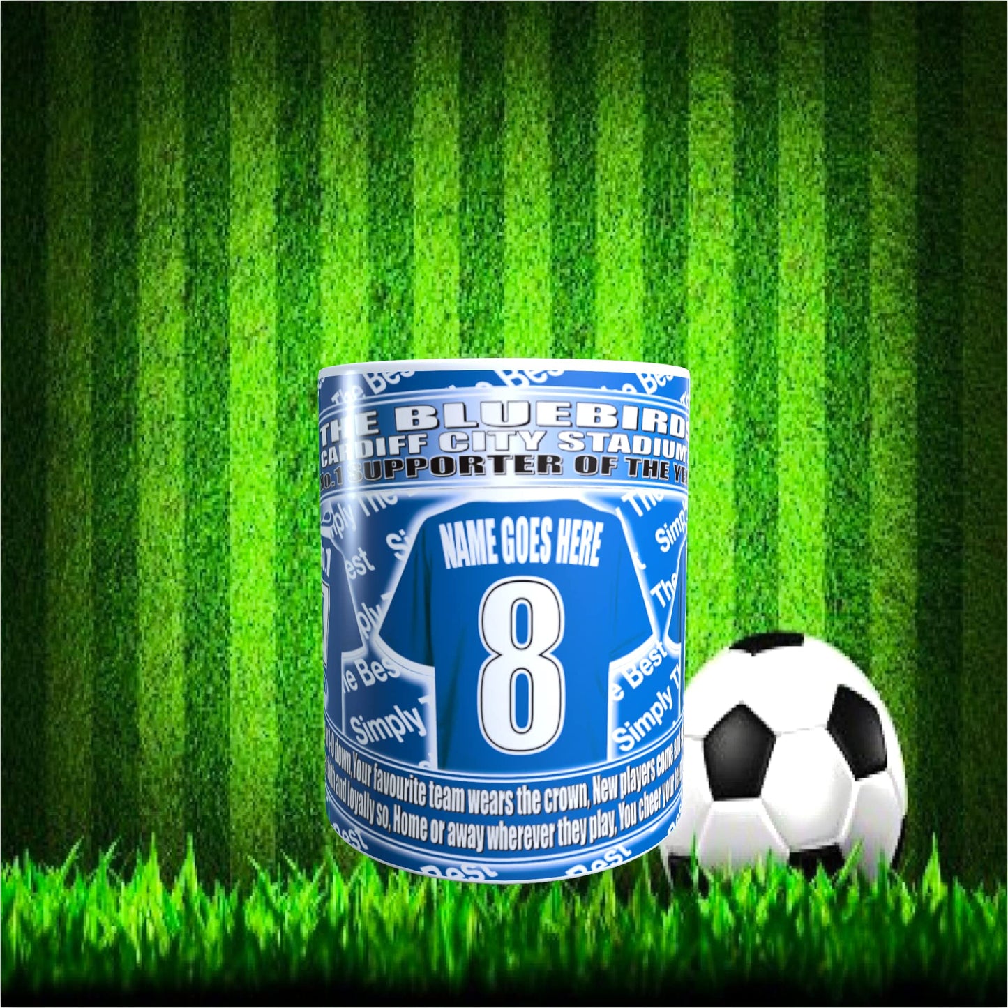 Cardiff Football Team Shirt Personalised Mug Gift with Chocolate Footballs