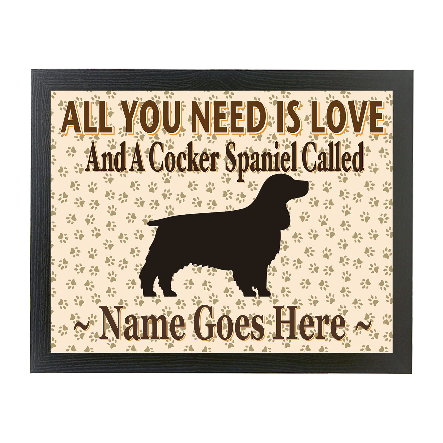 All You Need Is Love Cocker Spaniel Personalised Dog Breed Cushion Lap Tray Bean Bag Gift