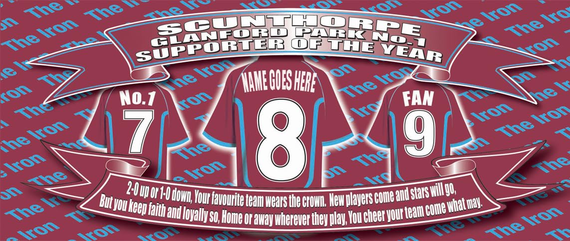 Scunthorpe Personalised Football Shirt Silver Aluminium Two Lid Unisex Water Bottle Gift