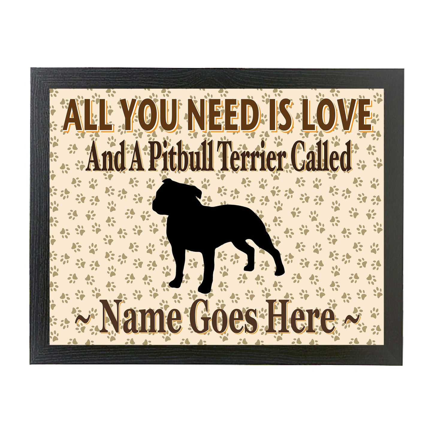 All You Need Is Love and a Pitbull Terrier Personalised Dog Breed Cushion Lap Tray Bean Bag Gift