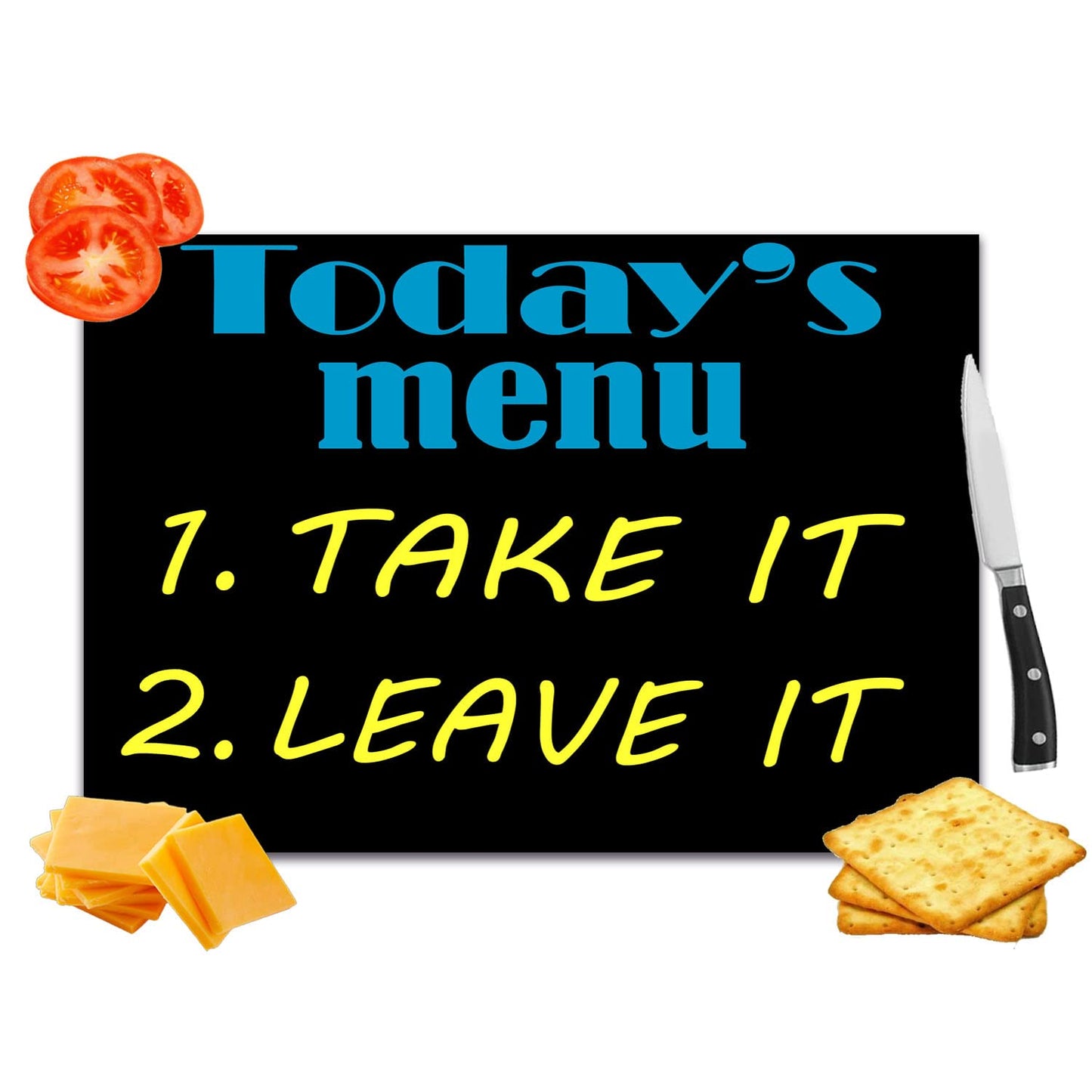 Take It Leave It Fun Cooking Toughened Glass Heat Resistant Worktop Saver Cutting and Chopping Board Gift