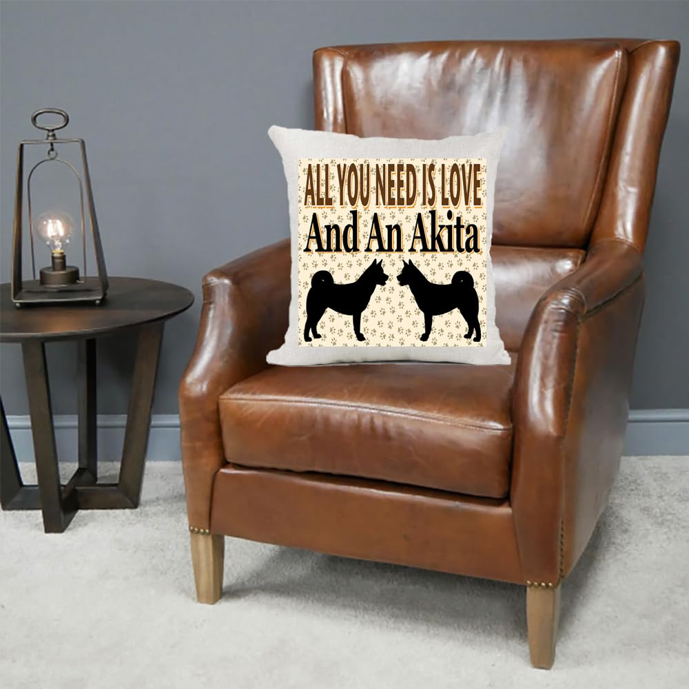 All You Need Is Love And An Akita Country Canvas Style Cushion Cover Gift
