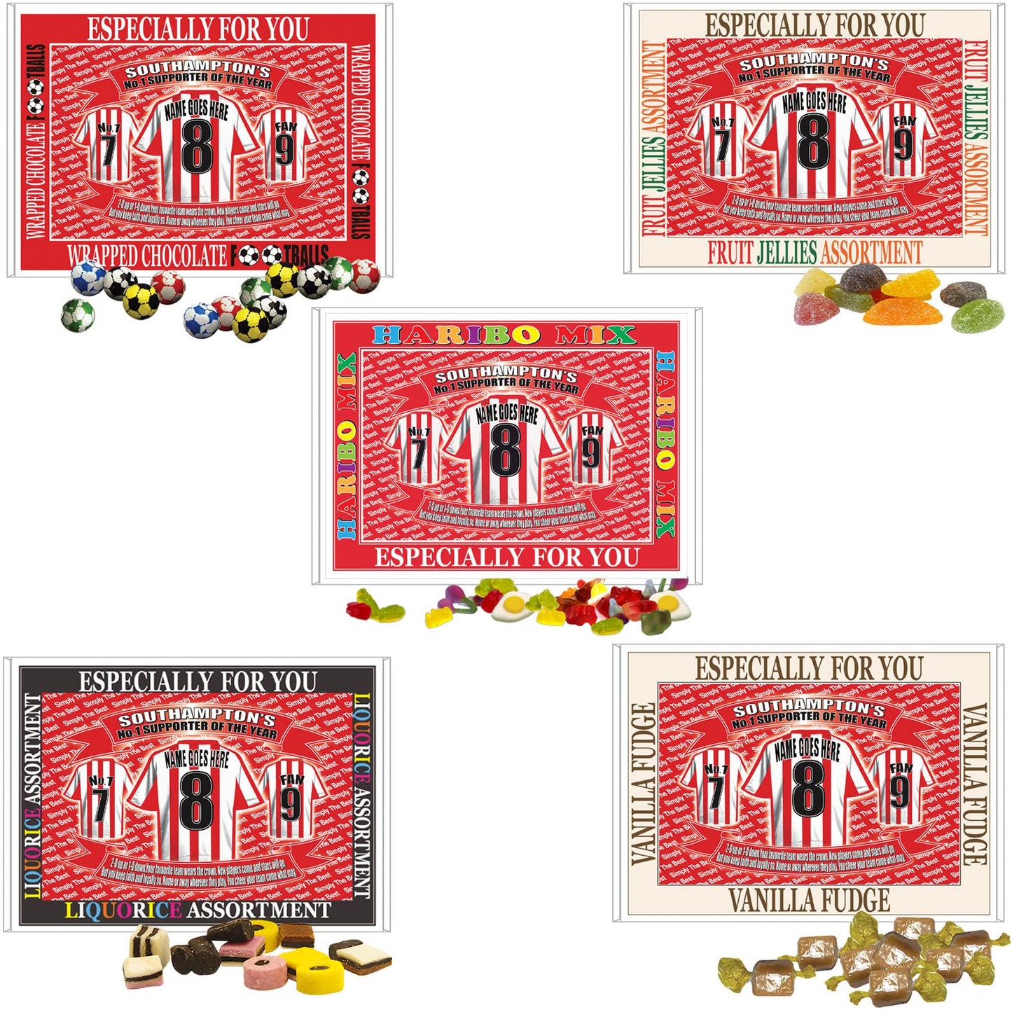Southampton Football Shirt Personalised Gift Boxed Sweets Variety