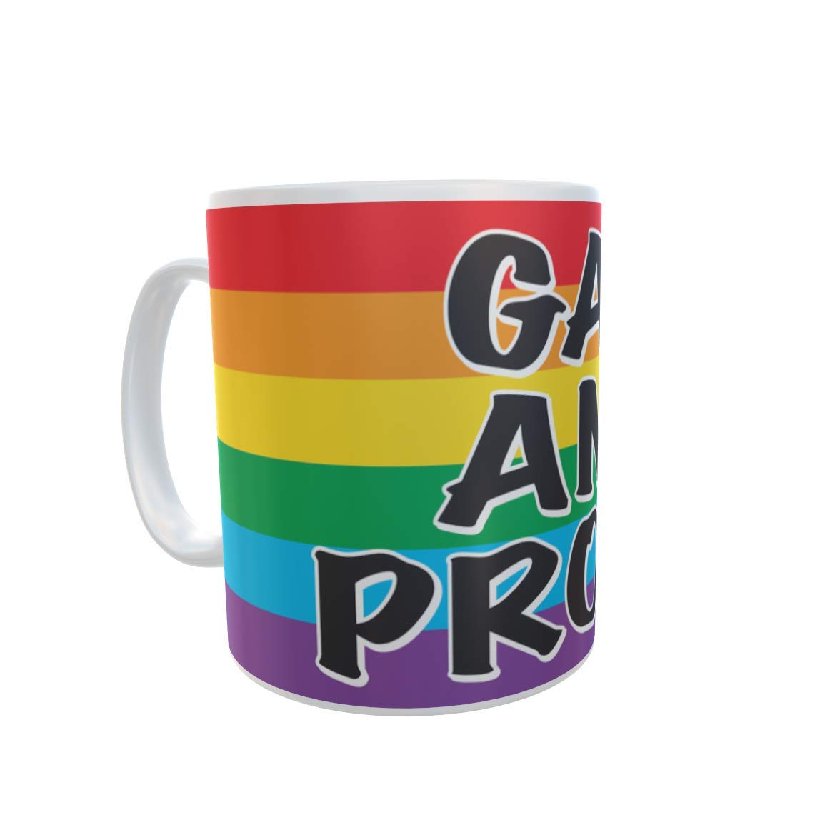 Gay and Proud Rainbow Stripe Ceramic Gift Mug