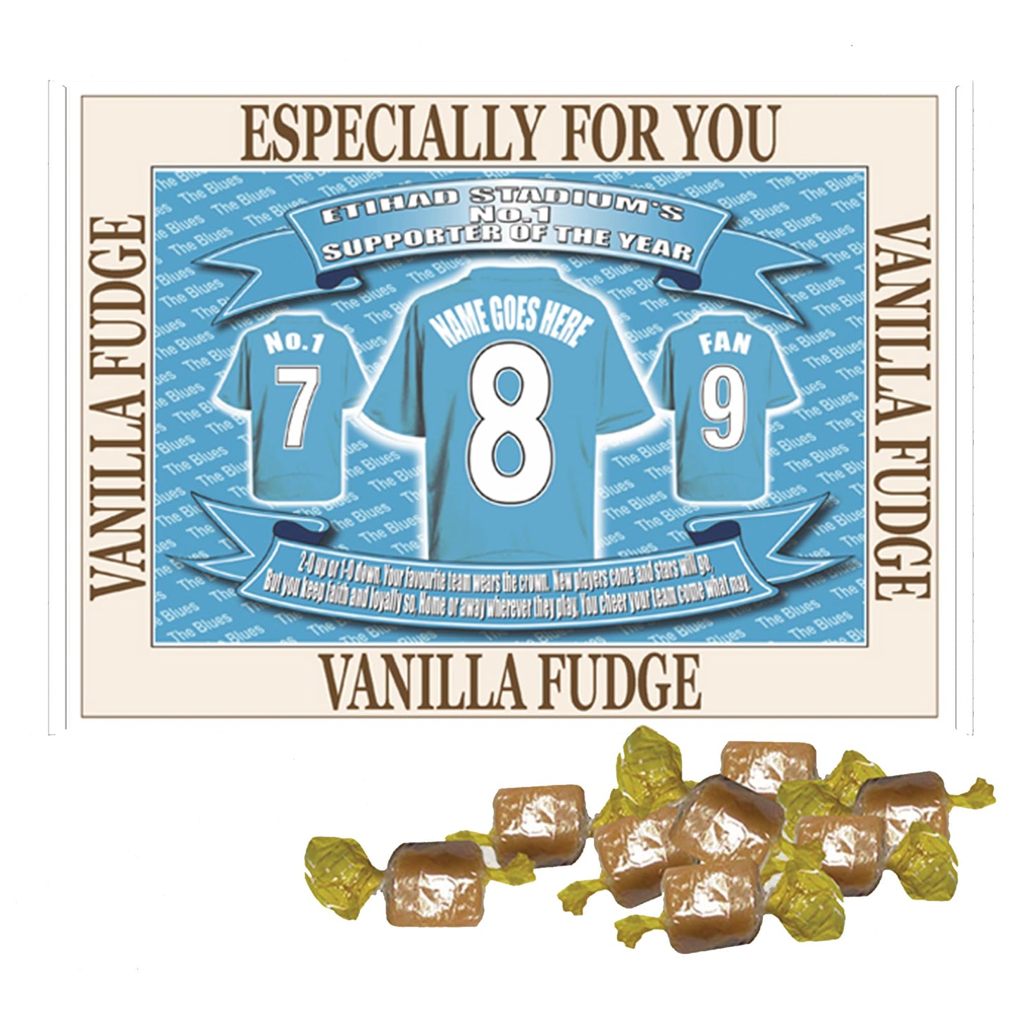 Manchester Blues Football Shirt Personalised Gift Boxed Sweets Variety