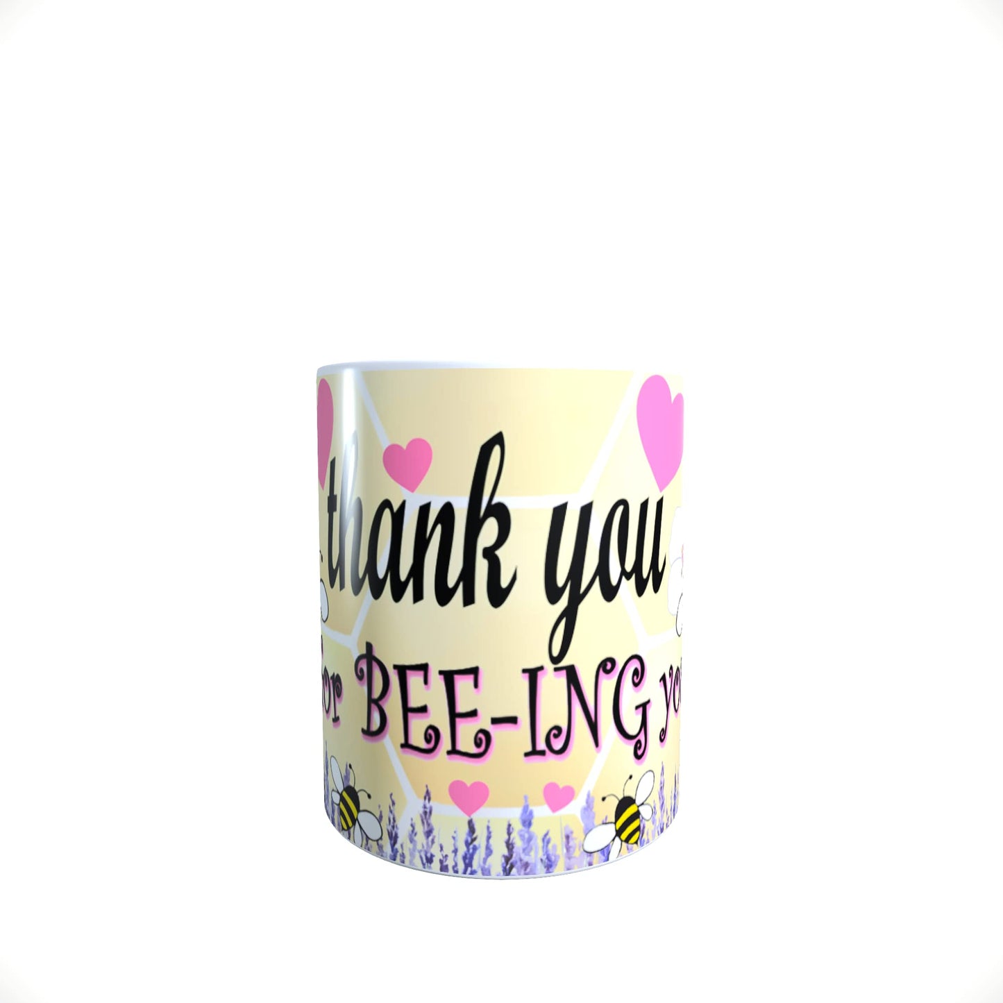 Honeycomb Yellow Pink Love Hearts Valentine's Day Any Occasion Mug Gift