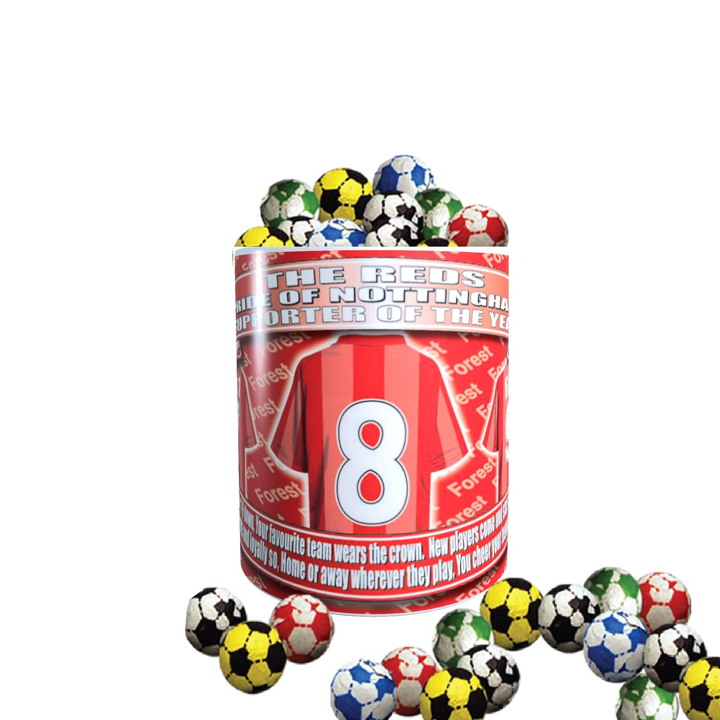 Notts Forest Football Team Shirt Mug Gift with Chocolate Footballs