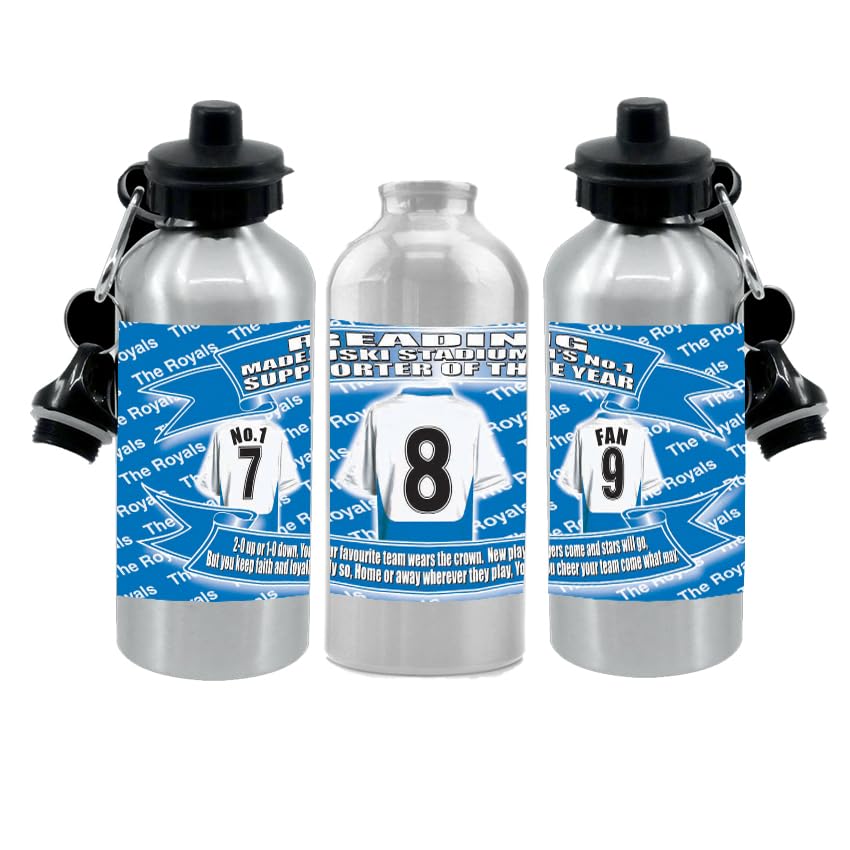 Reading Football Shirt Silver Aluminium Two Lid Unisex Water Bottle Gift