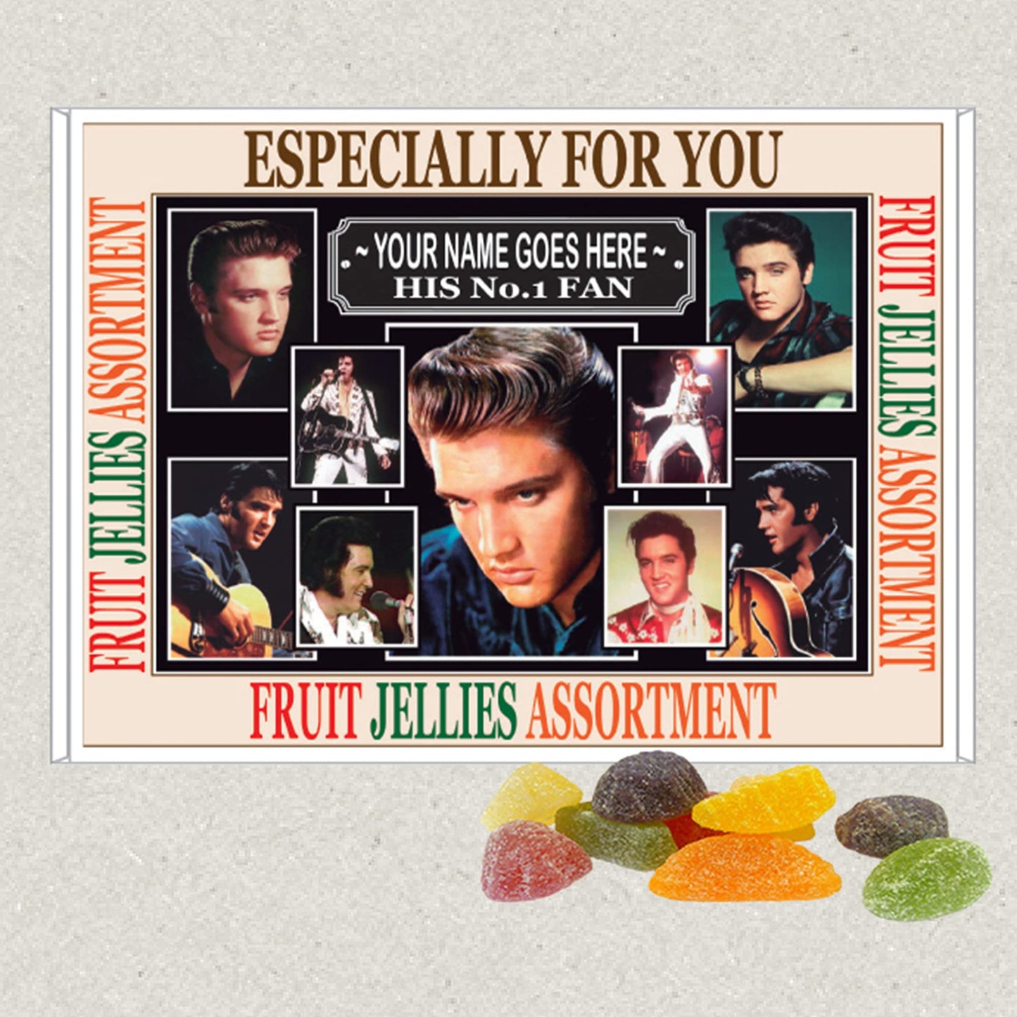 Presley King of Rock n Roll Music Icon Personalised Boxed Sweets Gift Present Movie Star Choice of Sweets