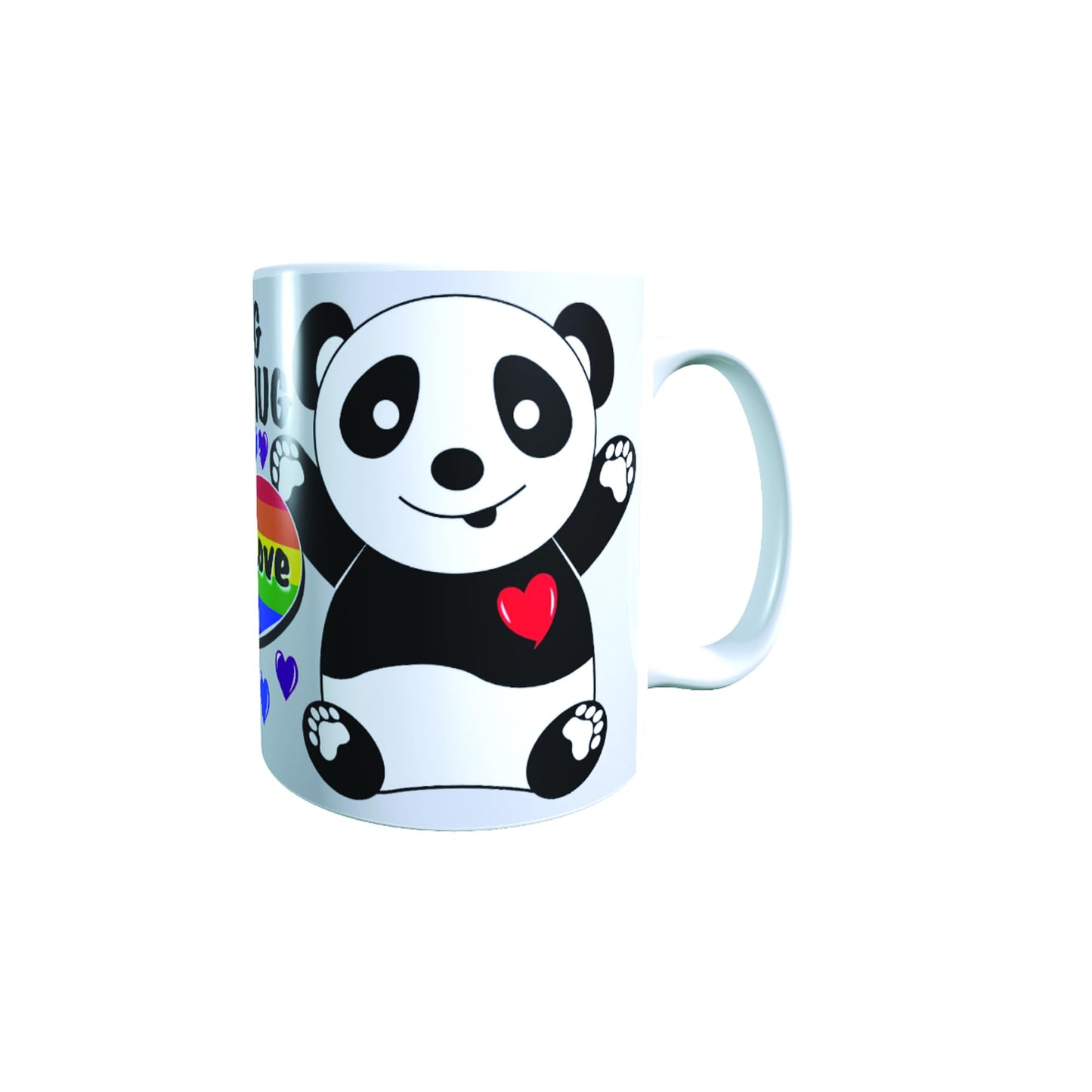 Love is A Hug Panda Rainbow Valentine's Day Any Occasion Mug Gift - Ceramic, Round, Hot Beverage Cup, 1 Cup Capacity