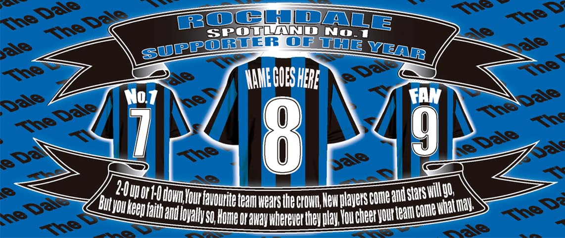 Personalised Roch (The Dale) United Water Bottle - Football Shirt - Silver Aluminium Two Lids - Unisex Gift
