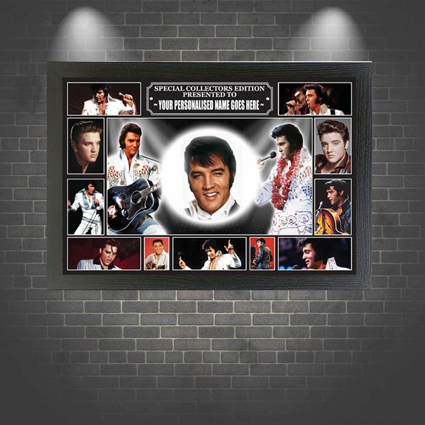 Presley King of Rock n Roll Music Icon Personalised Framed Wall Hanging Picture Gift
