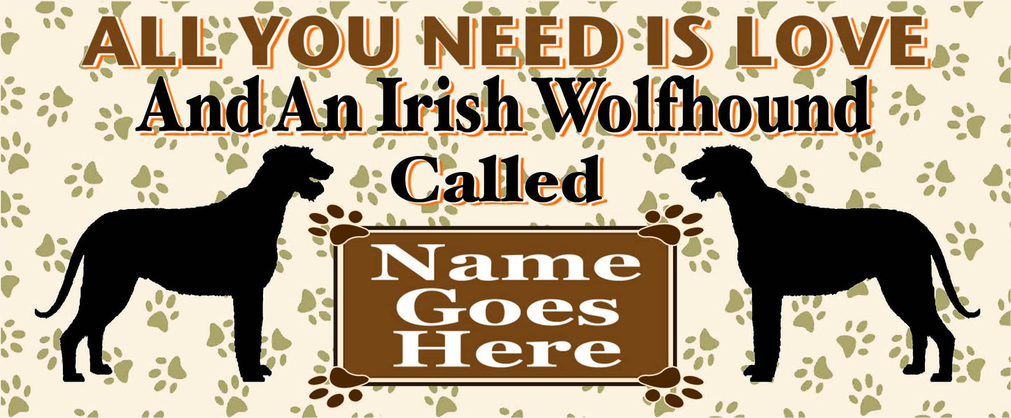 All You Need is Love and an Irish Wolfhound Dog Personalised Mug Gift