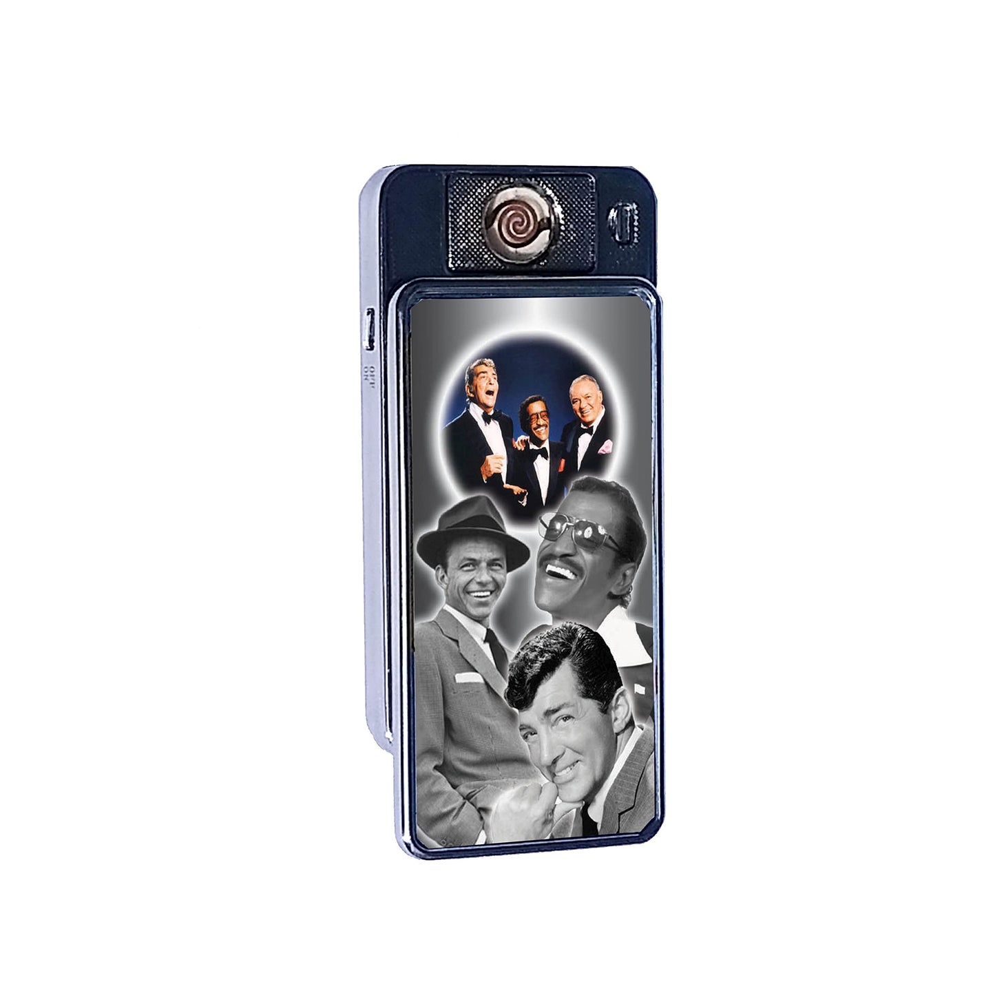 50s Crooners Icon Rechargeable Gift Boxed Silver Metal USB Lighter Stars-RatPack