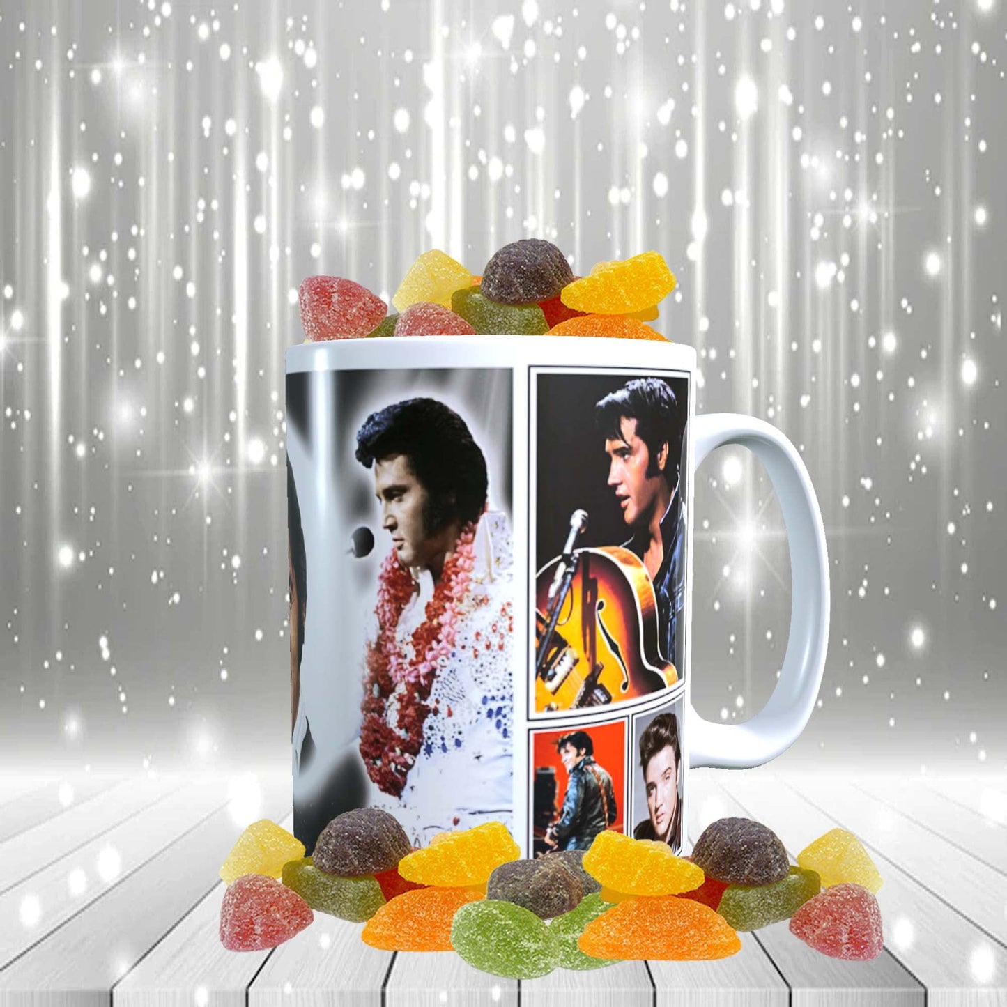 Presley King of Rock n Roll Celebrity Music Icon Mug with Choice of Sweets Gift