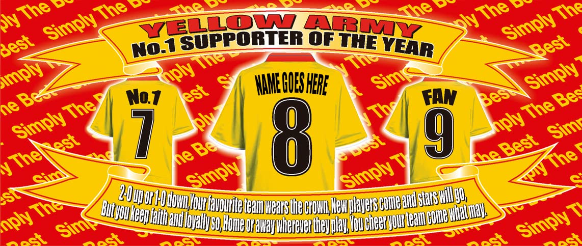 Watford Football Team Shirt Personalised Mug Gift with Chocolate Footballs