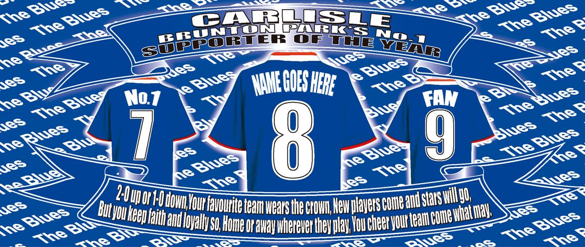 Carlisle Personalised Football Shirt Silver Aluminium Two Lid Unisex Water Bottle Gift
