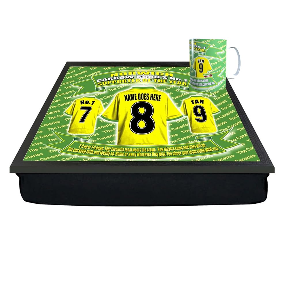 Norwich Personalised Football Shirt Lap Tray And Mug Gift Set