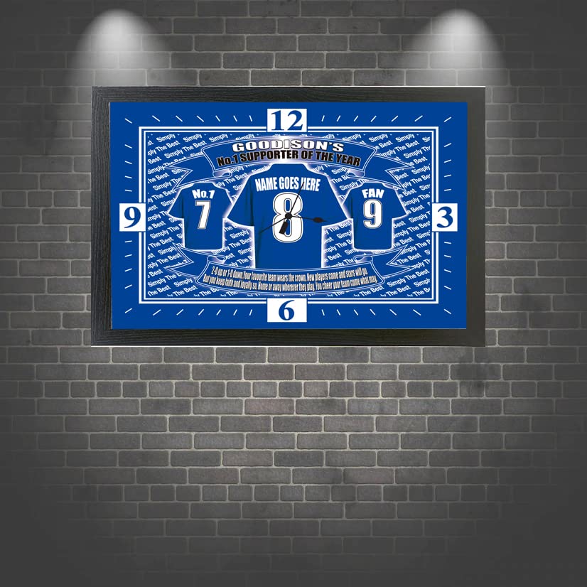 Everton Football Shirt Personalised Clock Gift Present - Wall Mountable - Blue