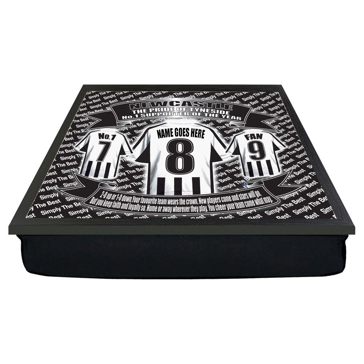 Newcastle Football Shirt Personalised Lap Tray Gift, Multicoloured, M