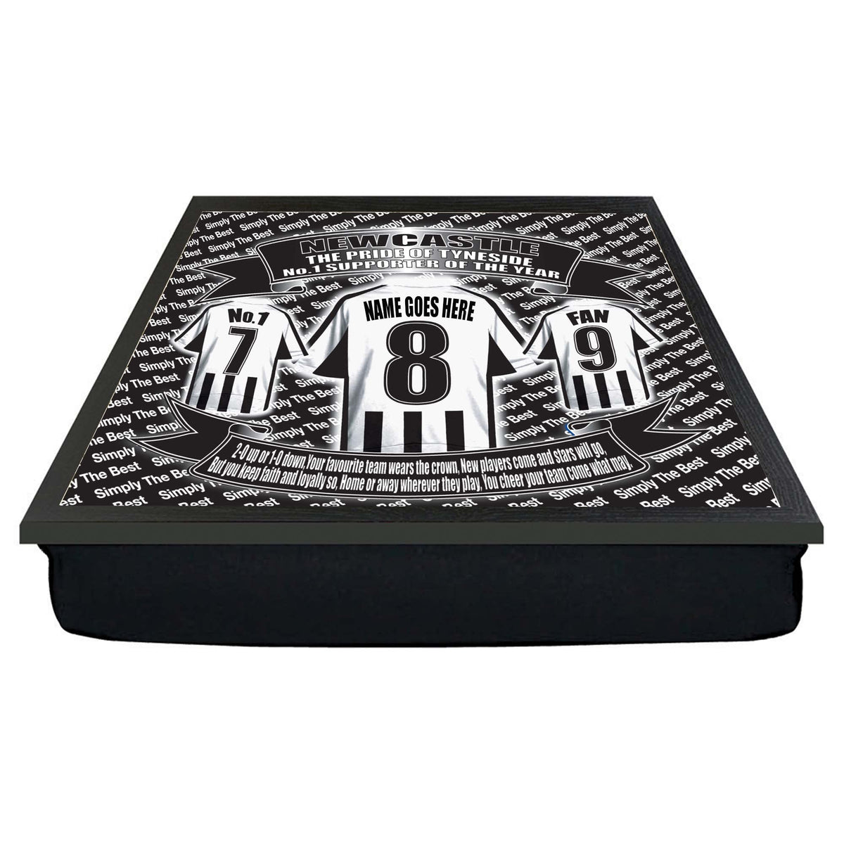 Newcastle Football Shirt Personalised Lap Tray Gift, Multicoloured, M
