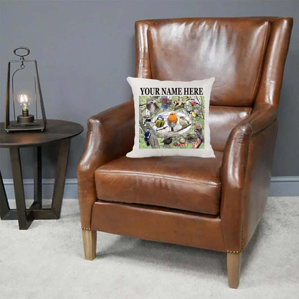 British Garden Birds Bird Watching Nature Personalised Country Canvas Style Cushion Cover Gift