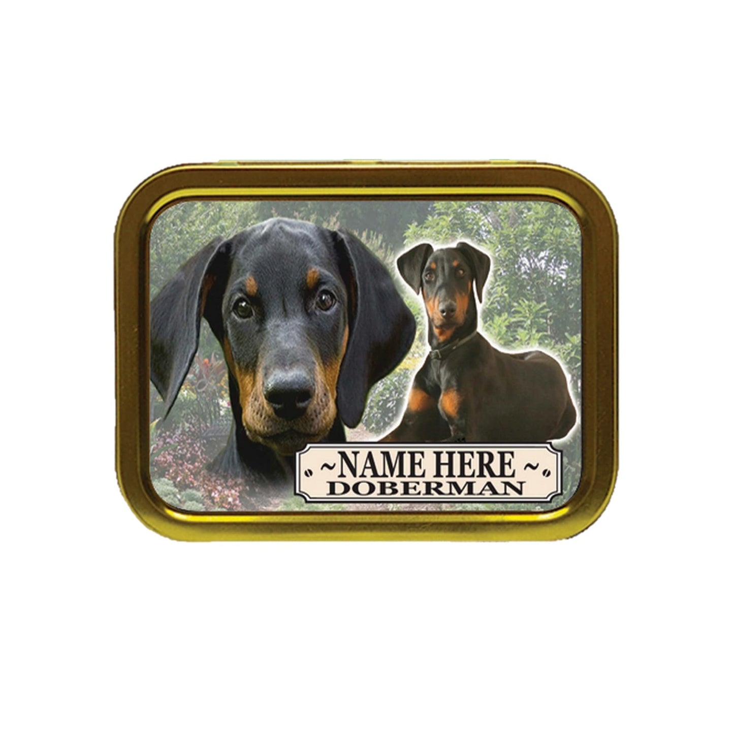 Doberman Dog Breed Personalised Tobacco Tin & Products Gift Set