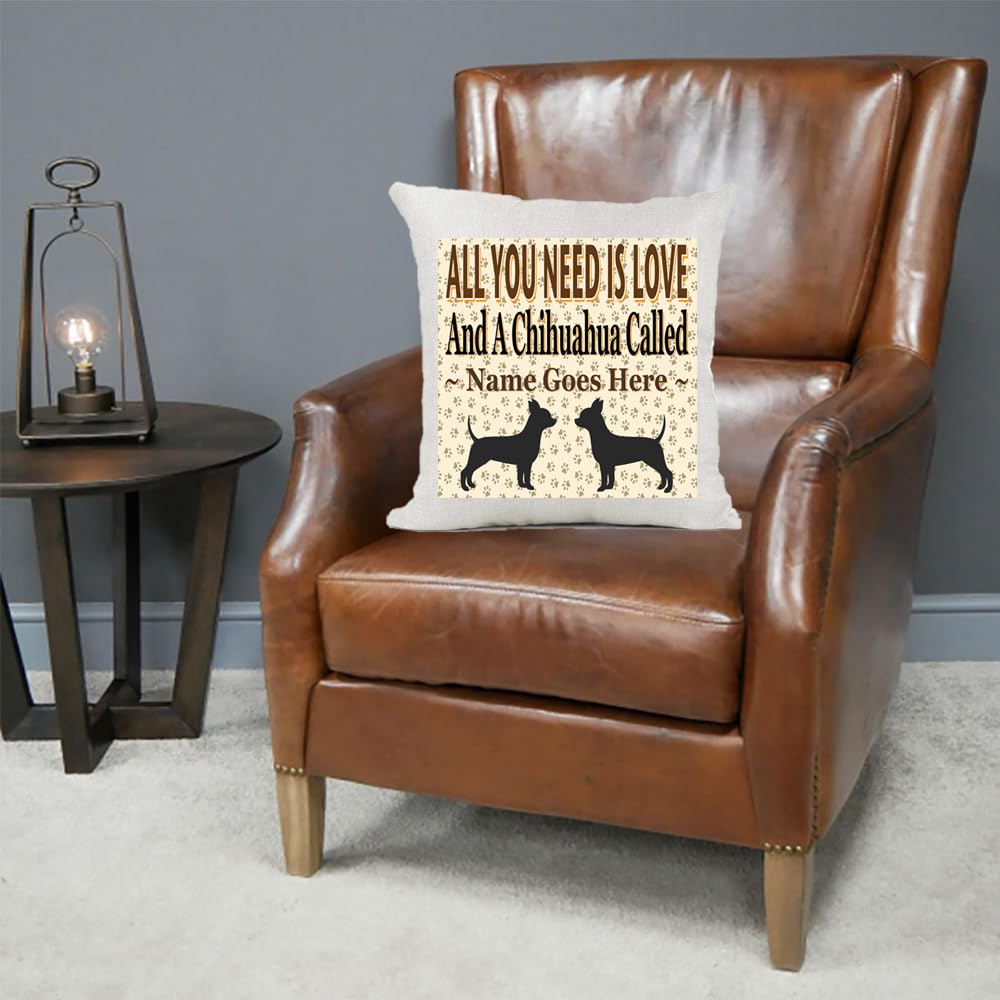 All You Need Is Love And A Chihuahua Personalised Country Canvas Style Cushion Cover Gift