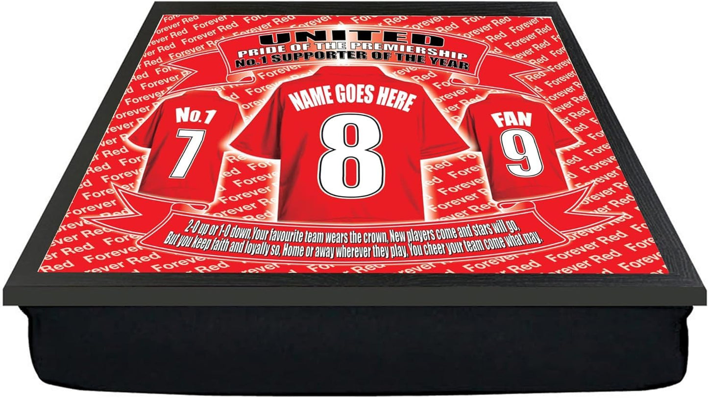 Manchester Reds Personalised Football Shirt Lap Tray And Mug Gift Set