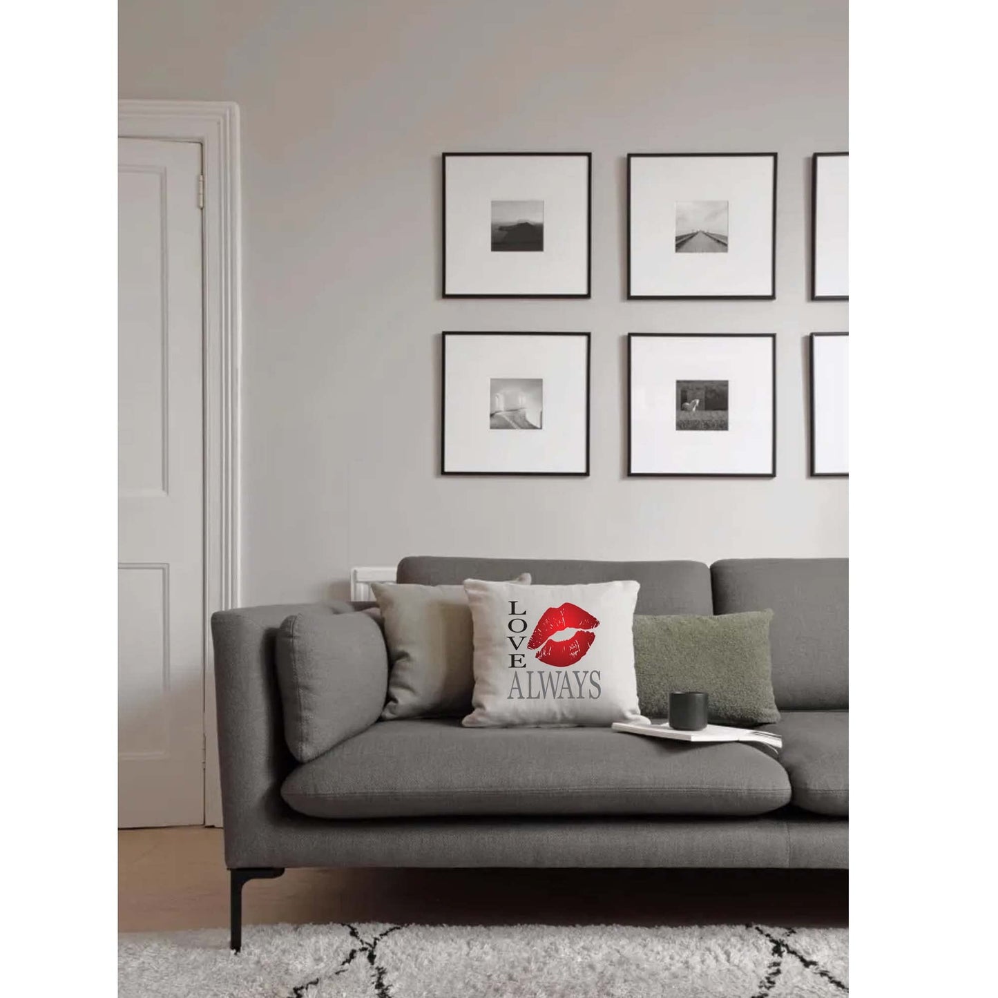 Love Always Naturally Woven Linen Style Cushion Cover Pillow Gift