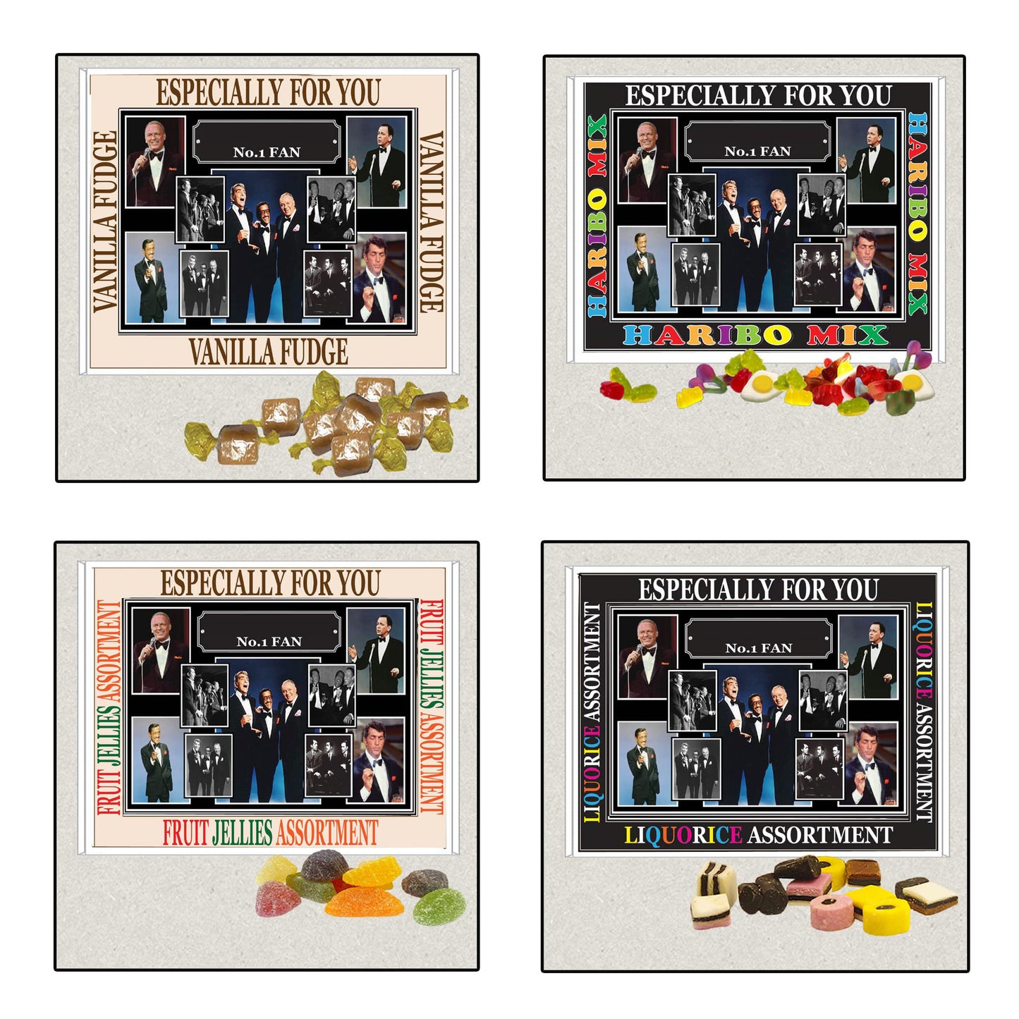 50s Crooners Celebrity Music Icon Personalised Boxed Sweets Gift Present Choice of Sweets