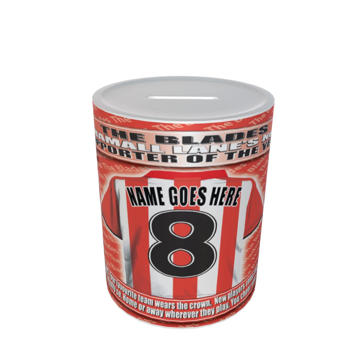 Sheffield U Personalised Football Shirt Ceramic Money Box Gift