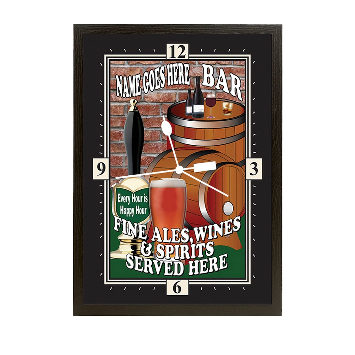 Drinkers Pub Bar Personalised Framed Clock Gift