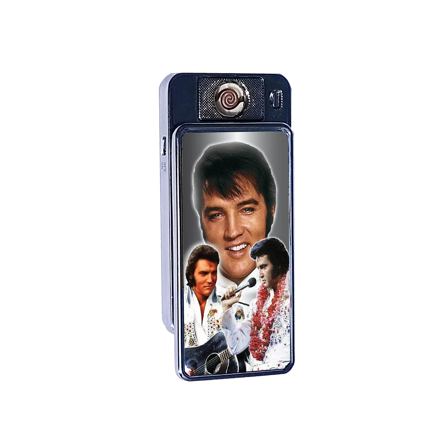 Presley King of Rock n Roll Icon Rechargeable Gift Boxed Silver Metal USB Lighter
