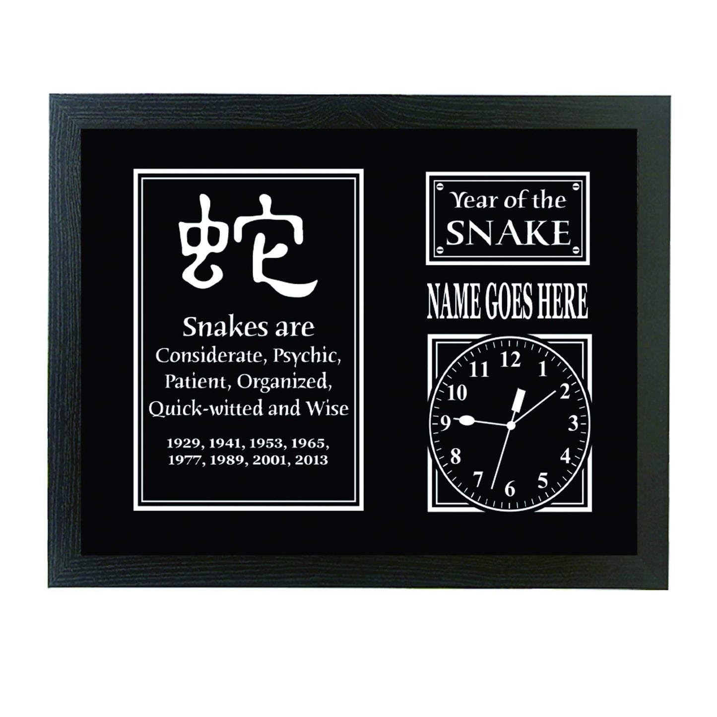 Chinese Zodiac Year of the Snake Personalised Framed Wall Clock Gift