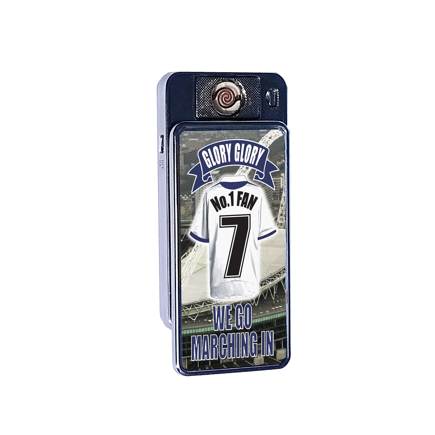 Tott No.1 Fan Football Shirt Rechargeable Gift Boxed Silver Metal USB Lighter Team-Tottenham