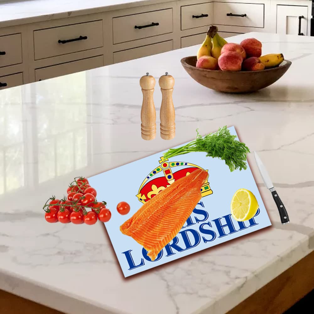 His Lordship Toughened Glass Heat Resistant Worktop Saver Cutting and Chopping Board Gift