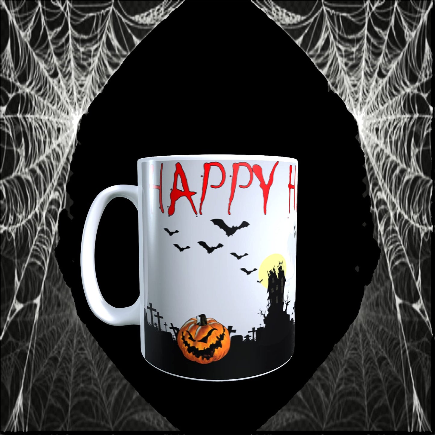 Spooky Personalised Ceramic Happy Halloween Mug with Sweets