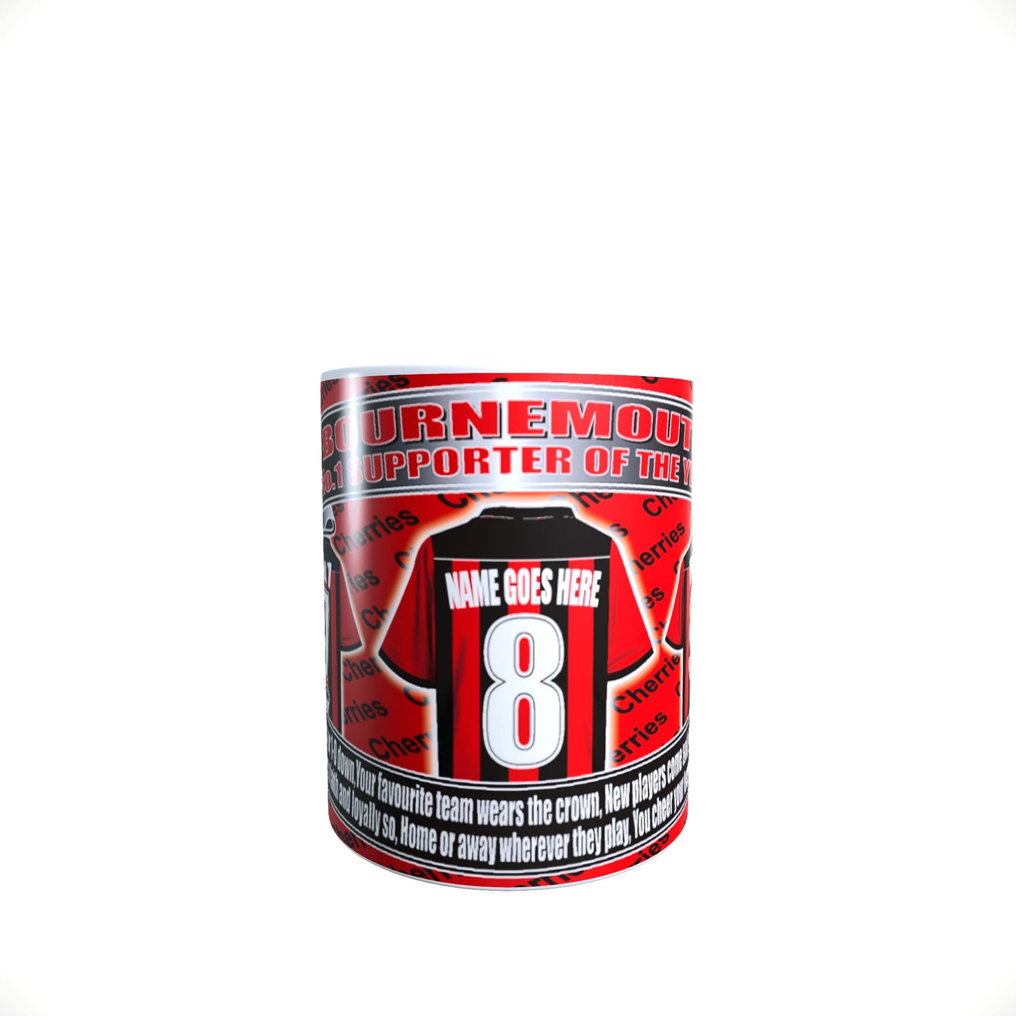 Bournemouth Football Team Shirt Personalised Mug Gift with Chocolate Footballs