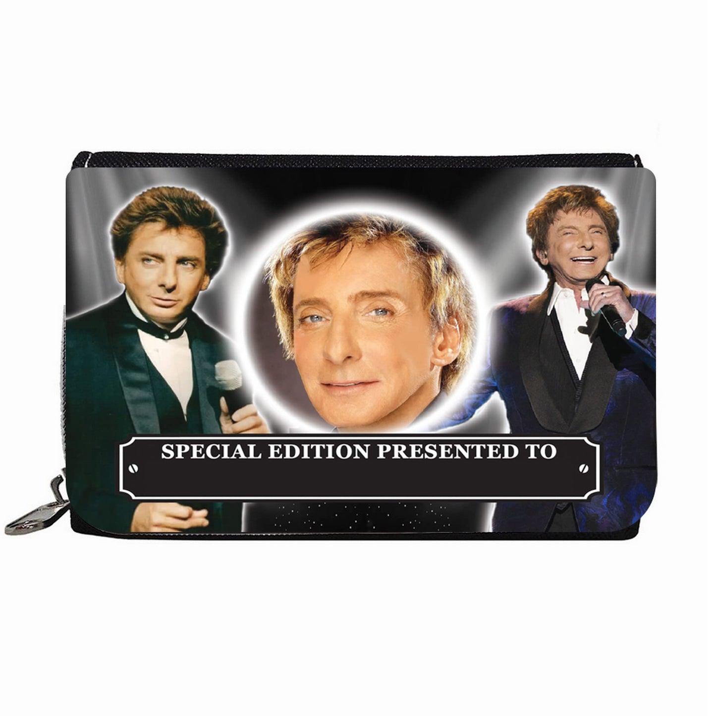 Barry M Personalised Icon Gift Purse Denim Blue Zip Coin Singer-Manilow
